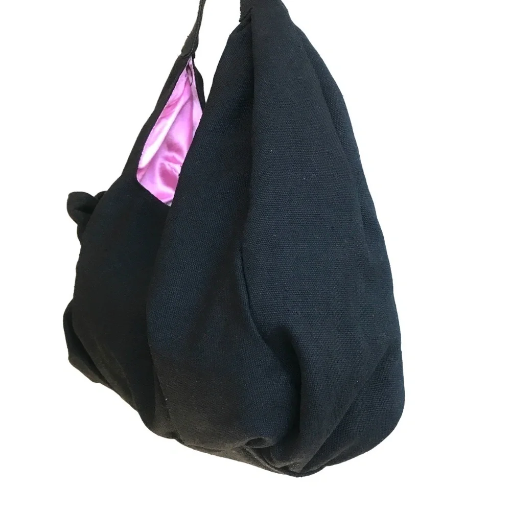 CHI Satchel Bag Black with Pink Lining with a Bow
